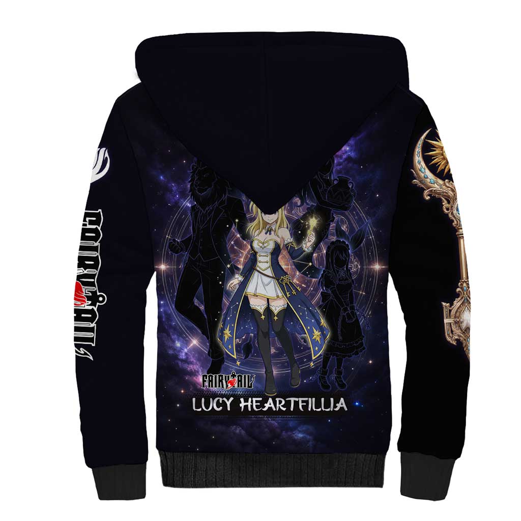 Lucy Heartfilia Fairy Tail Sherpa Hoodie Celestial Spirit Anime Style with Zodiac Key Magic