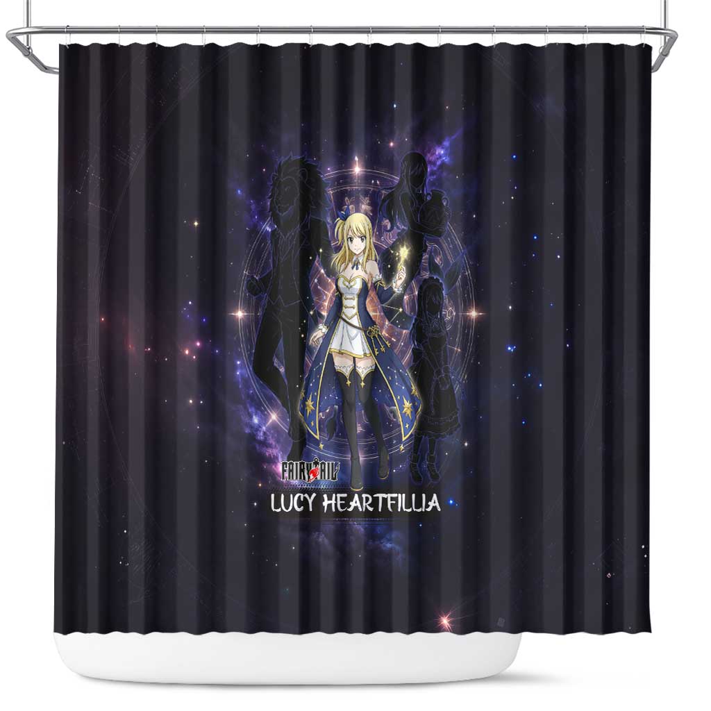 Lucy Heartfilia Fairy Tail Shower Curtain Celestial Spirit Anime Style with Zodiac Key Magic