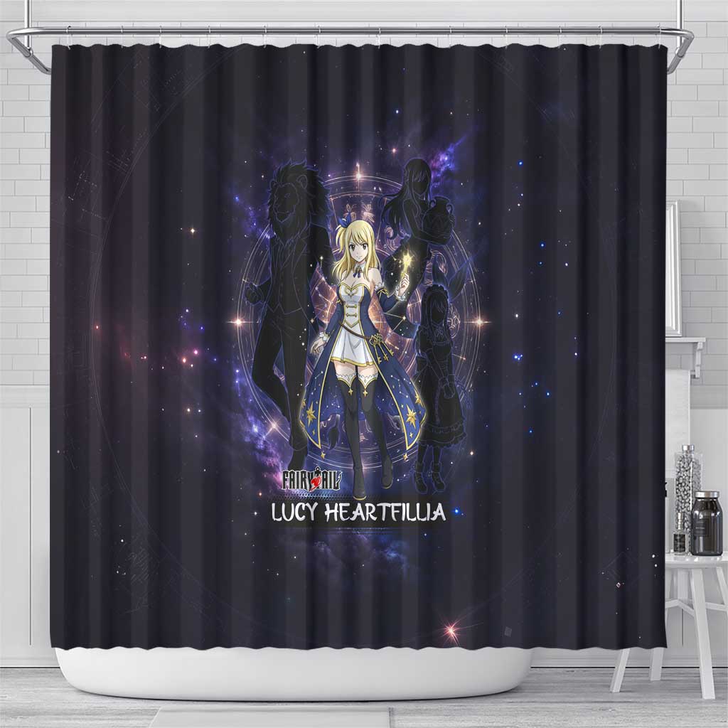 Lucy Heartfilia Fairy Tail Shower Curtain Celestial Spirit Anime Style with Zodiac Key Magic