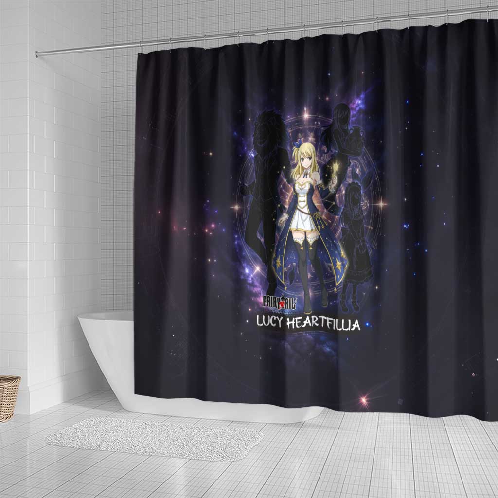 Lucy Heartfilia Fairy Tail Shower Curtain Celestial Spirit Anime Style with Zodiac Key Magic