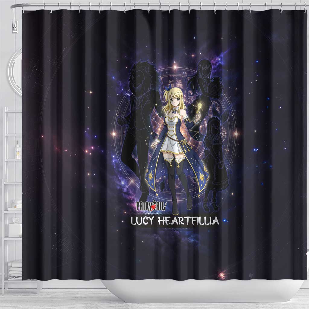 Lucy Heartfilia Fairy Tail Shower Curtain Celestial Spirit Anime Style with Zodiac Key Magic