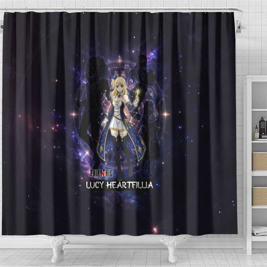 Lucy Heartfilia Fairy Tail Shower Curtain Celestial Spirit Anime Style with Zodiac Key Magic