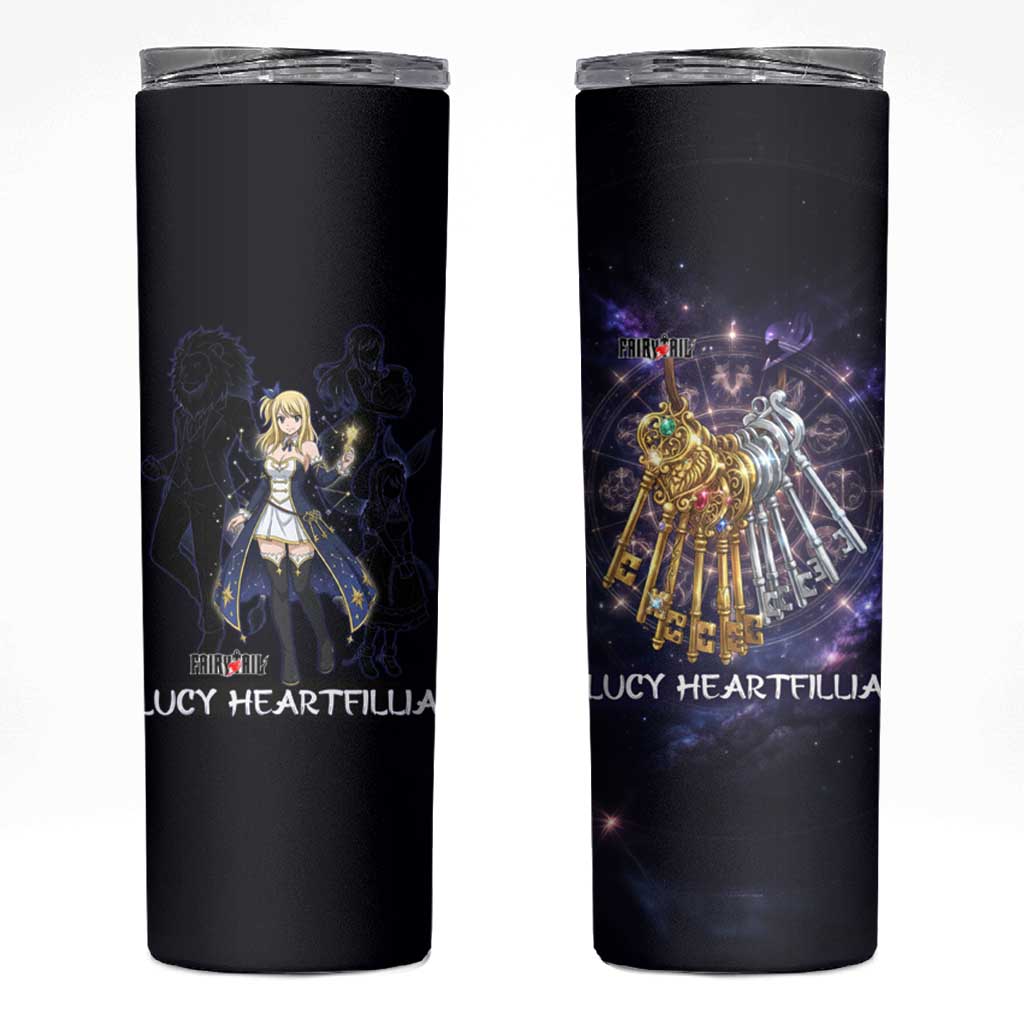 Lucy Heartfilia Fairy Tail Skinny Tumbler Celestial Spirit Anime Style with Zodiac Key Magic