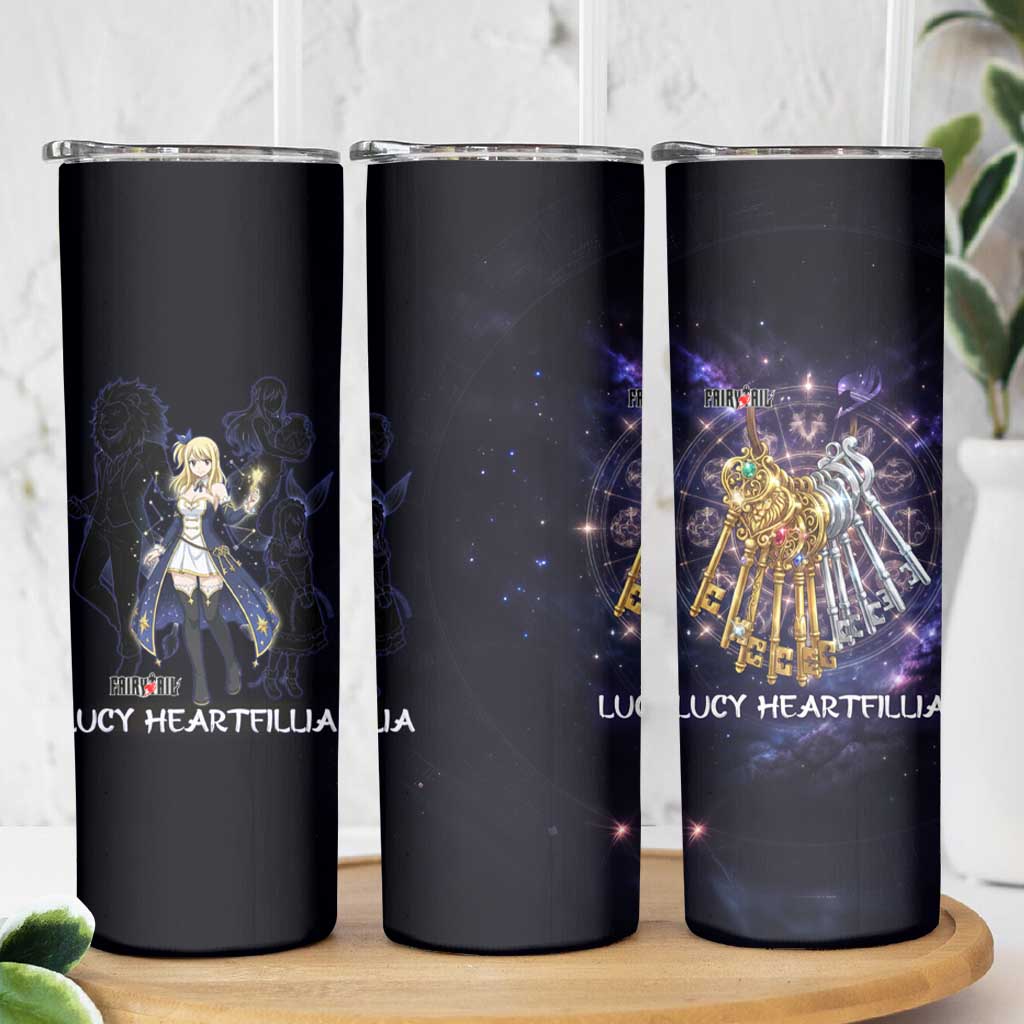 Lucy Heartfilia Fairy Tail Skinny Tumbler Celestial Spirit Anime Style with Zodiac Key Magic