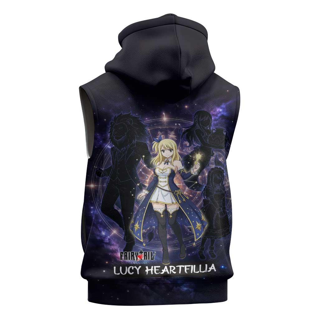 Lucy Heartfilia Fairy Tail Sleeveless Hoodie Celestial Spirit Anime Style with Zodiac Key Magic