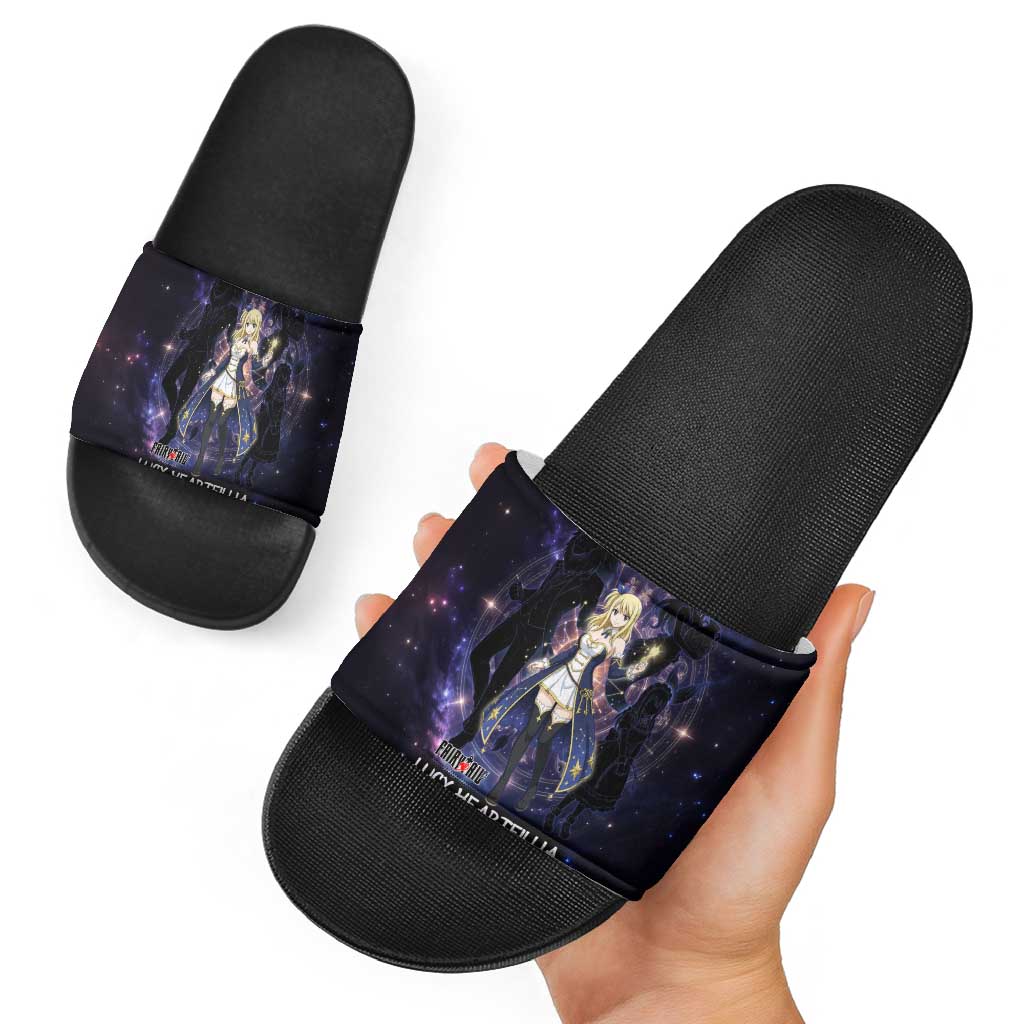 Lucy Heartfilia Fairy Tail Slide Sandals Celestial Spirit Anime Style with Zodiac Key Magic