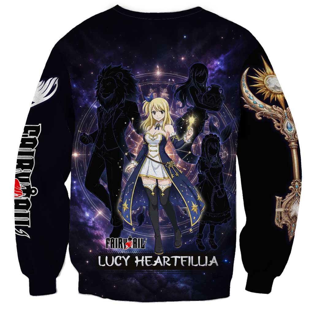 Lucy Heartfilia Fairy Tail Sweatshirt Celestial Spirit Anime Style with Zodiac Key Magic