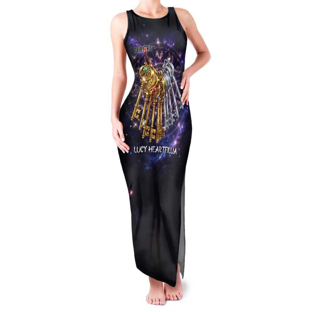 Lucy Heartfilia Fairy Tail Tank Maxi Dress Celestial Spirit Anime Style with Zodiac Key Magic