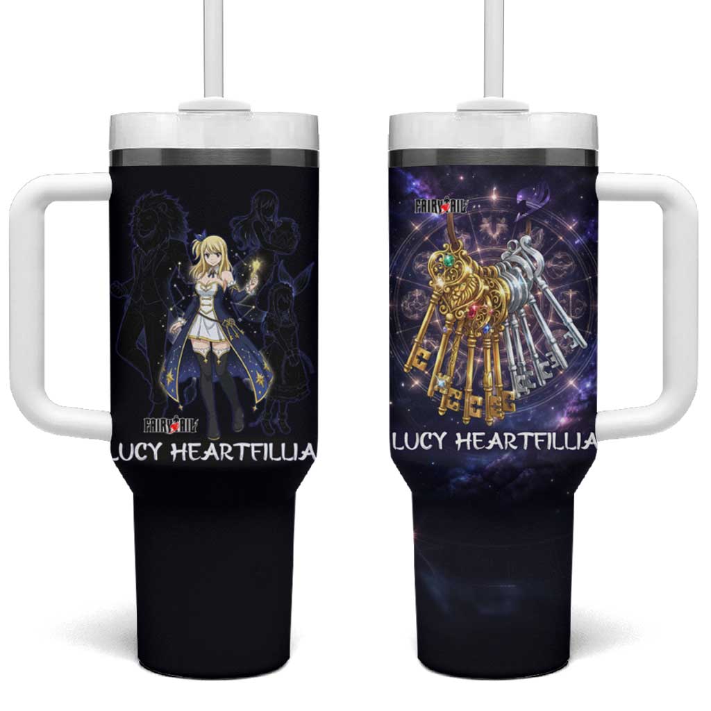 Lucy Heartfilia Fairy Tail Tumbler With Handle Celestial Spirit Anime Style with Zodiac Key Magic