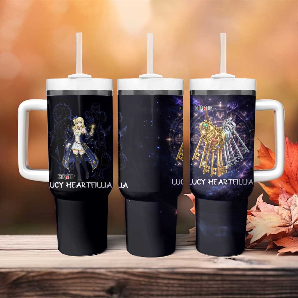Lucy Heartfilia Fairy Tail Tumbler With Handle Celestial Spirit Anime Style with Zodiac Key Magic