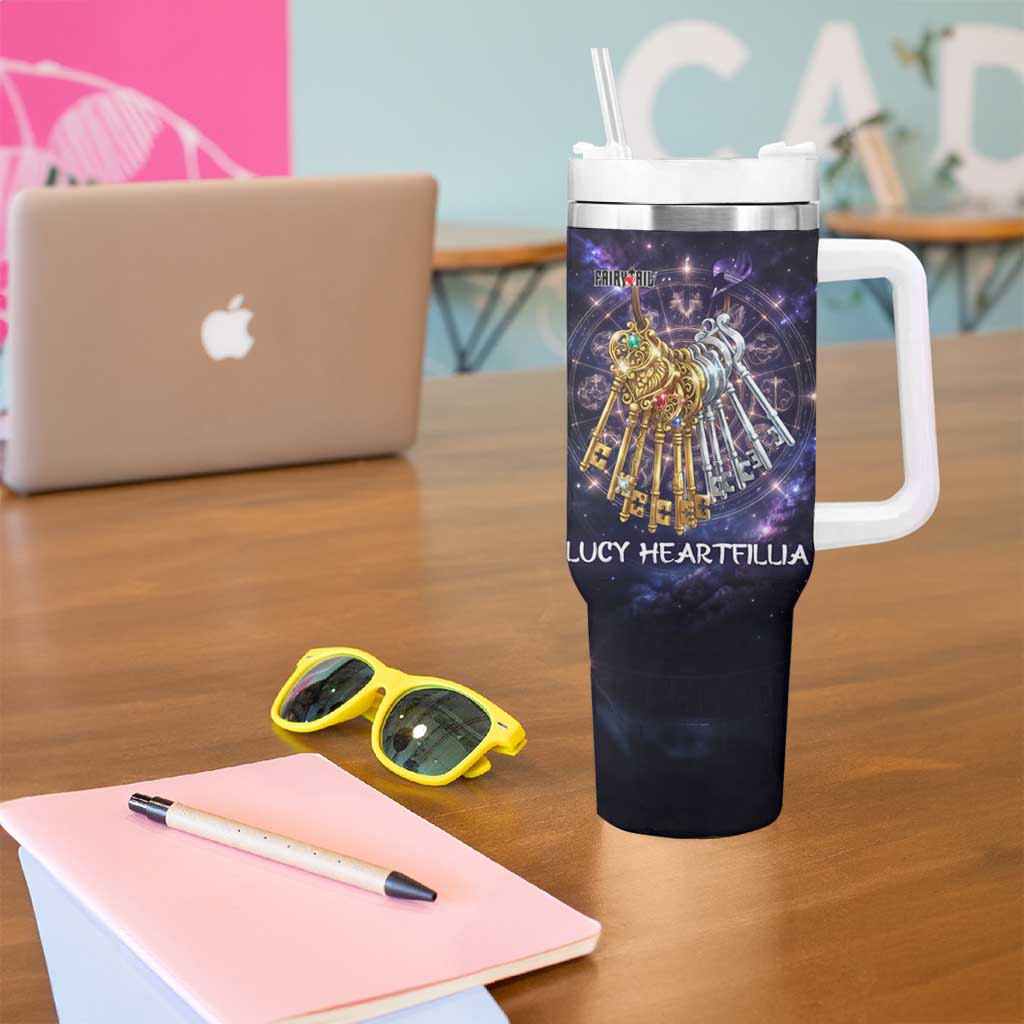 Lucy Heartfilia Fairy Tail Tumbler With Handle Celestial Spirit Anime Style with Zodiac Key Magic