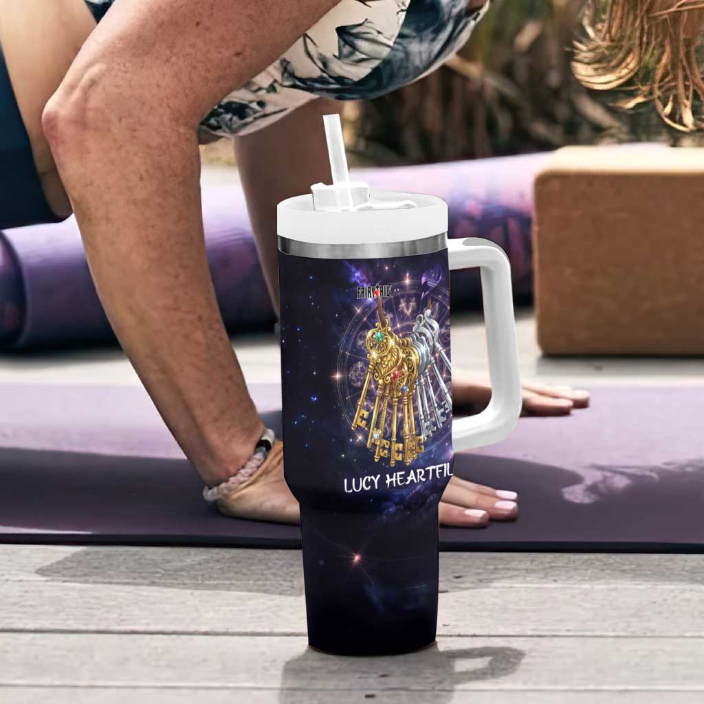 Lucy Heartfilia Fairy Tail Tumbler With Handle Celestial Spirit Anime Style with Zodiac Key Magic