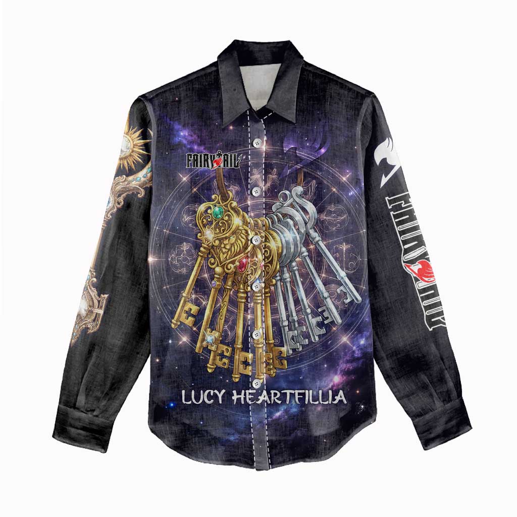Lucy Heartfilia Fairy Tail Women Casual Shirt Celestial Spirit Anime Style with Zodiac Key Magic
