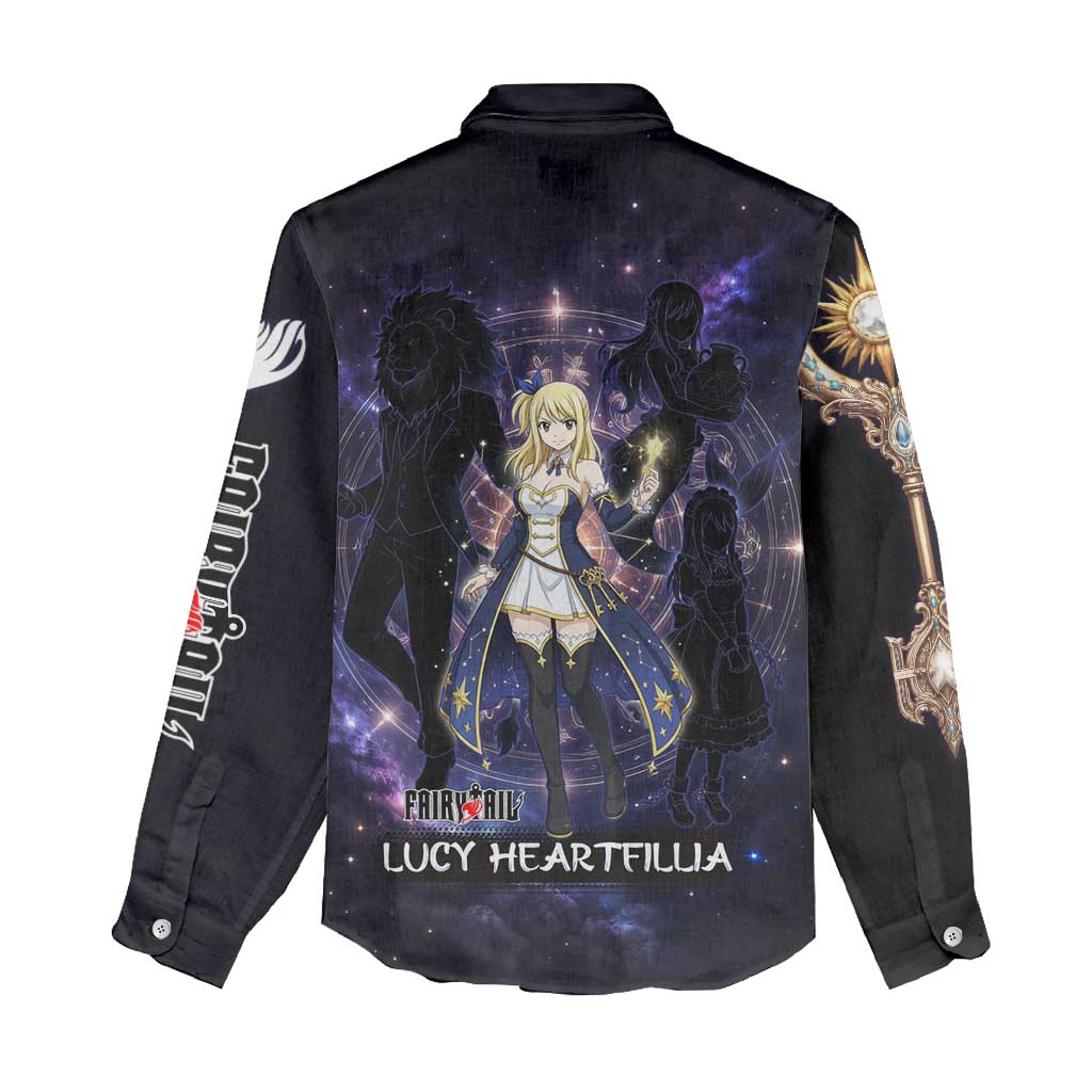 Lucy Heartfilia Fairy Tail Women Casual Shirt Celestial Spirit Anime Style with Zodiac Key Magic