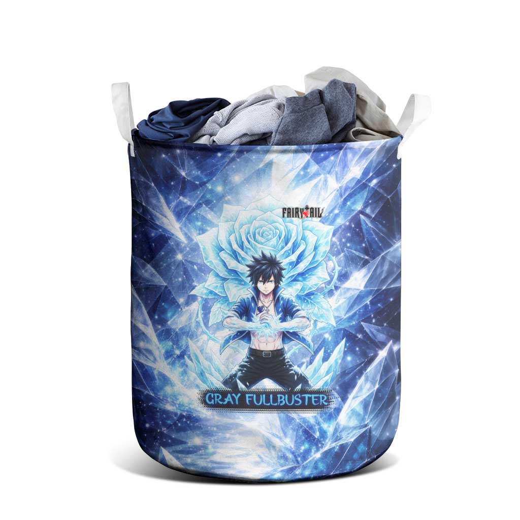 Gray Fullbuster Fairy Tail Laundry Basket Ice Magic Anime Style with Crystal Freeze Motif