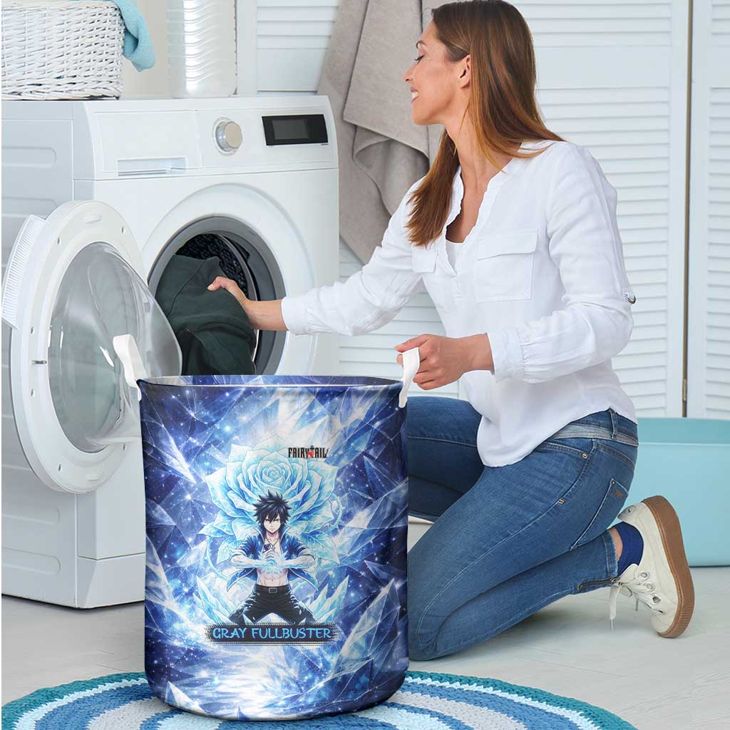 Gray Fullbuster Fairy Tail Laundry Basket Ice Magic Anime Style with Crystal Freeze Motif
