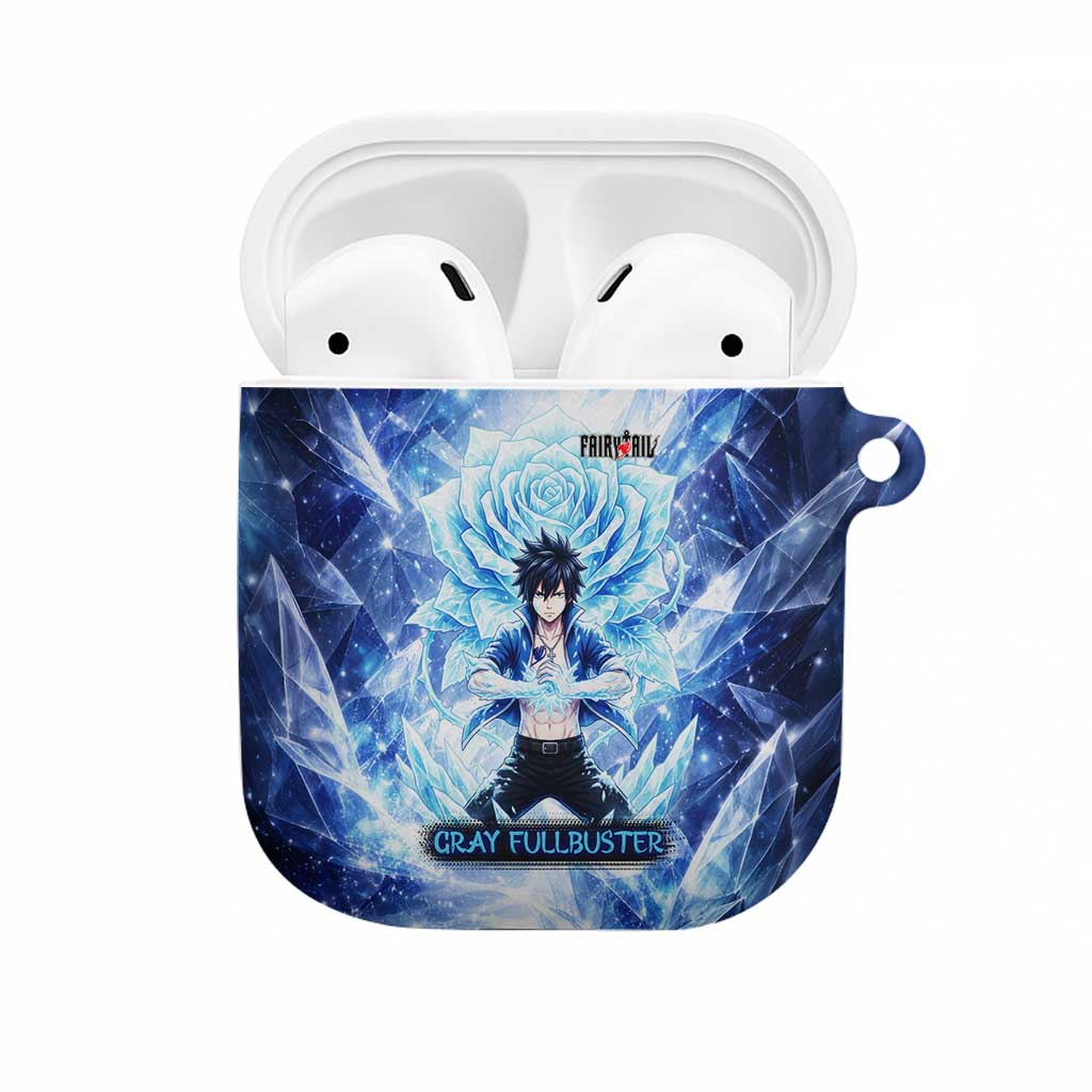 Gray Fullbuster Fairy Tail AirPods Case Ice Magic Anime Style with Crystal Freeze Motif