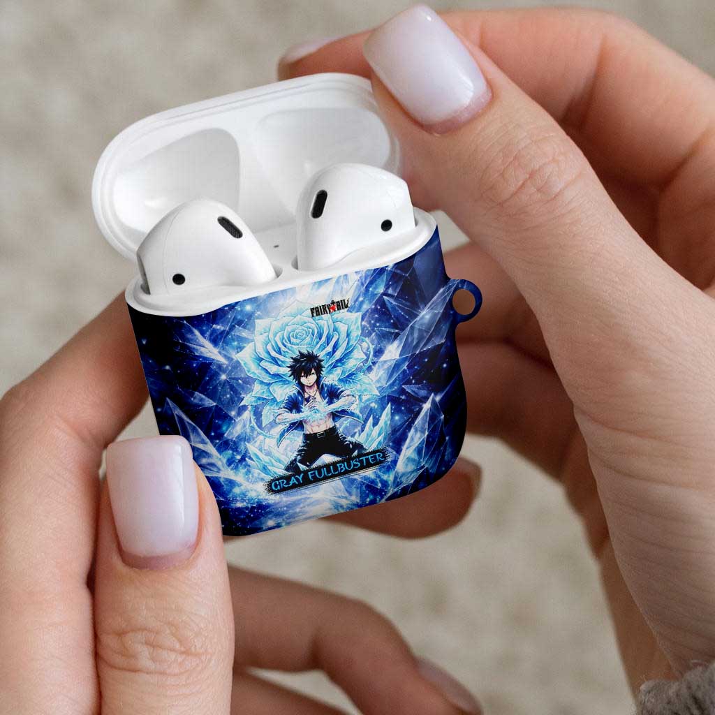 Gray Fullbuster Fairy Tail AirPods Case Ice Magic Anime Style with Crystal Freeze Motif