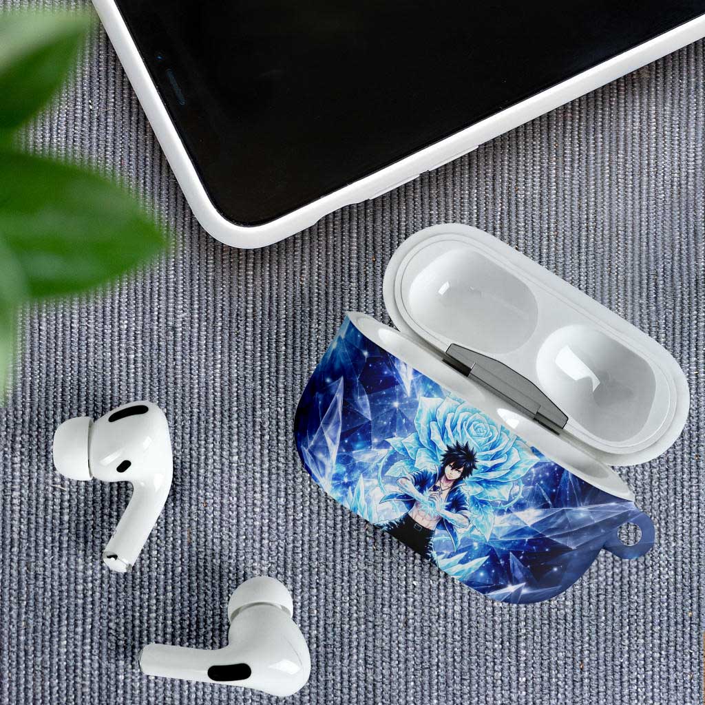 Gray Fullbuster Fairy Tail AirPods Case Ice Magic Anime Style with Crystal Freeze Motif