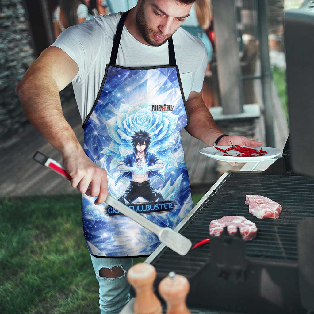 Gray Fullbuster Fairy Tail Apron Ice Magic Anime Style with Crystal Freeze Motif