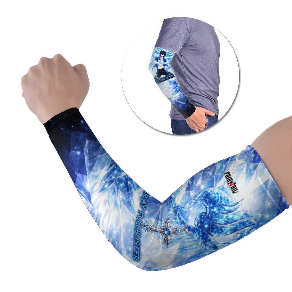 Gray Fullbuster Fairy Tail Arm Sleeves Ice Magic Anime Style with Crystal Freeze Motif