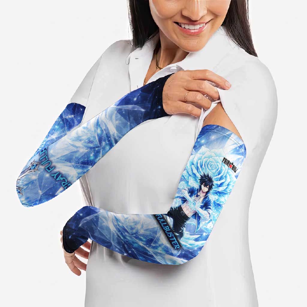 Gray Fullbuster Fairy Tail Arm Sleeves Ice Magic Anime Style with Crystal Freeze Motif