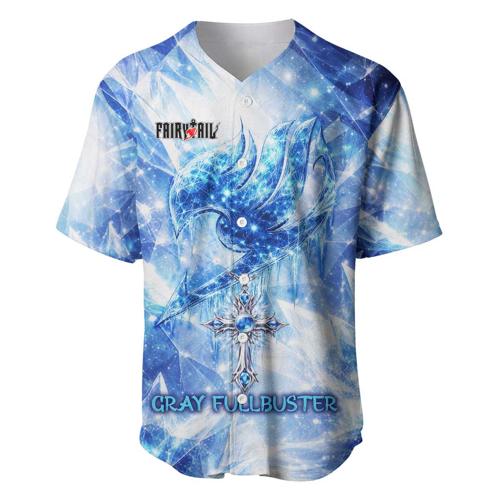 Gray Fullbuster Fairy Tail Baseball Jersey Ice Magic Anime Style with Crystal Freeze Motif