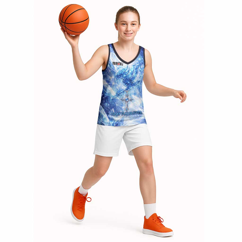 Gray Fullbuster Fairy Tail Basketball Jersey Ice Magic Anime Style with Crystal Freeze Motif