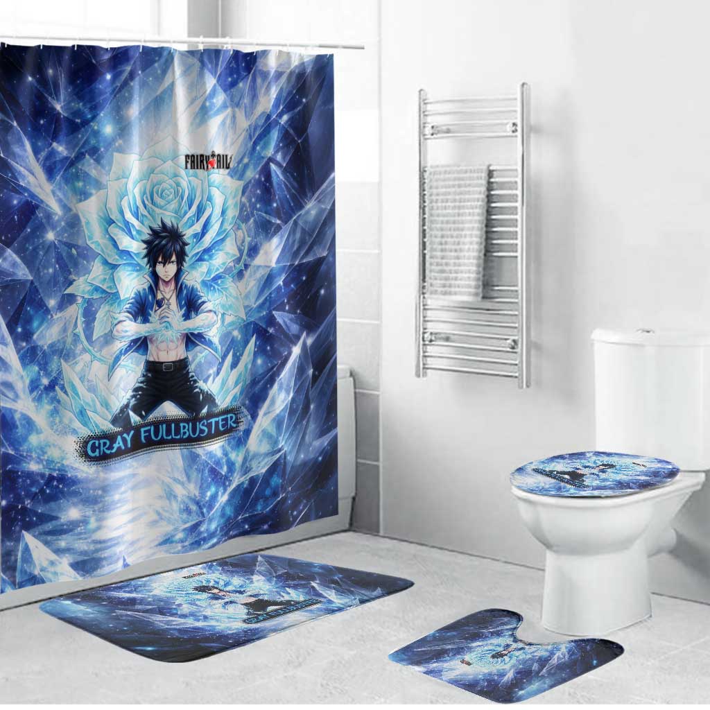 Gray Fullbuster Fairy Tail Bathroom Set Ice Magic Anime Style with Crystal Freeze Motif