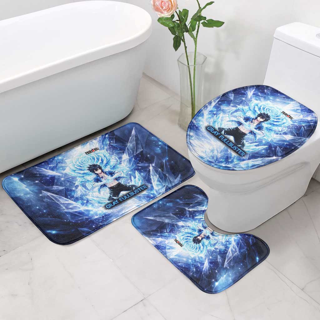 Gray Fullbuster Fairy Tail Bathroom Set Ice Magic Anime Style with Crystal Freeze Motif