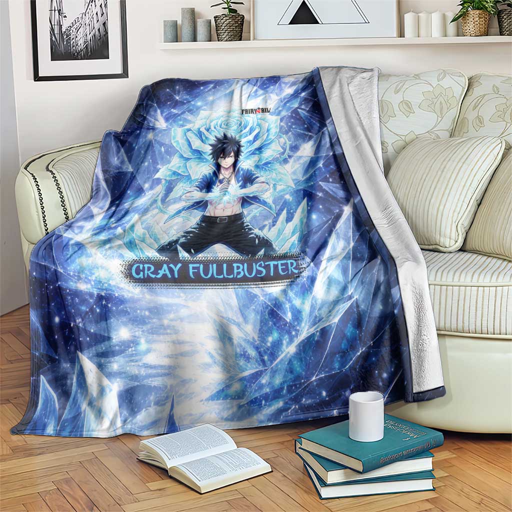Gray Fullbuster Fairy Tail Blanket Ice Magic Anime Style with Crystal Freeze Motif