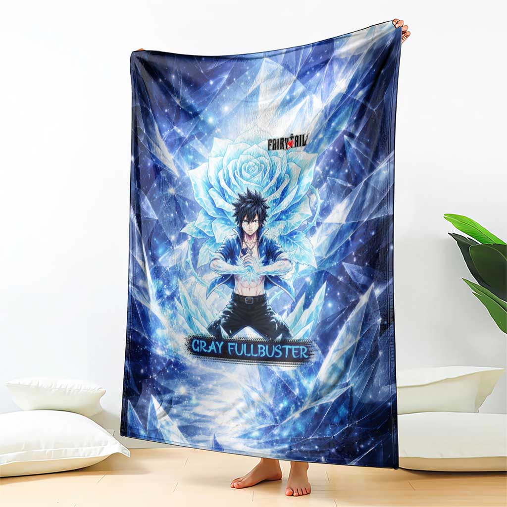 Gray Fullbuster Fairy Tail Blanket Ice Magic Anime Style with Crystal Freeze Motif