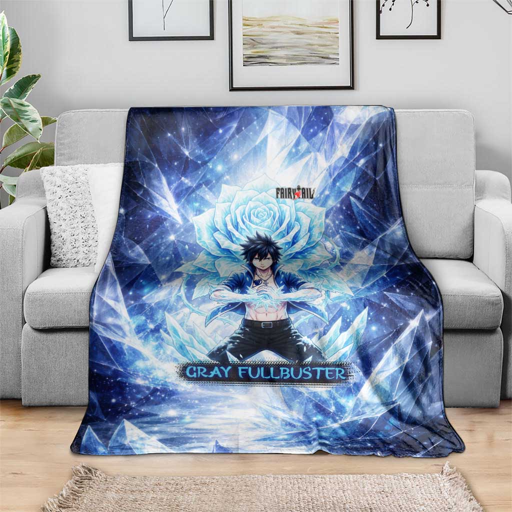 Gray Fullbuster Fairy Tail Blanket Ice Magic Anime Style with Crystal Freeze Motif