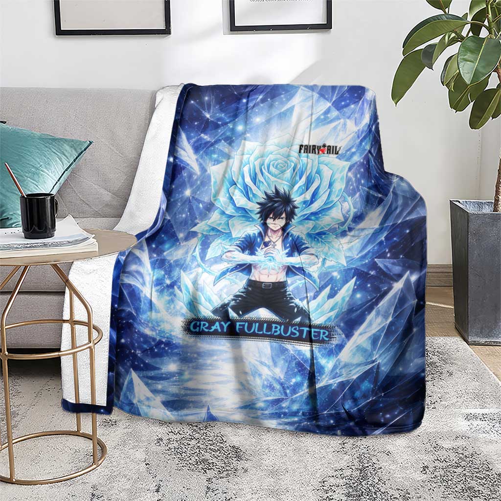 Gray Fullbuster Fairy Tail Blanket Ice Magic Anime Style with Crystal Freeze Motif