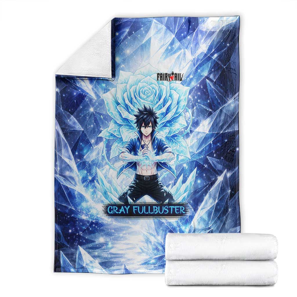 Gray Fullbuster Fairy Tail Blanket Ice Magic Anime Style with Crystal Freeze Motif