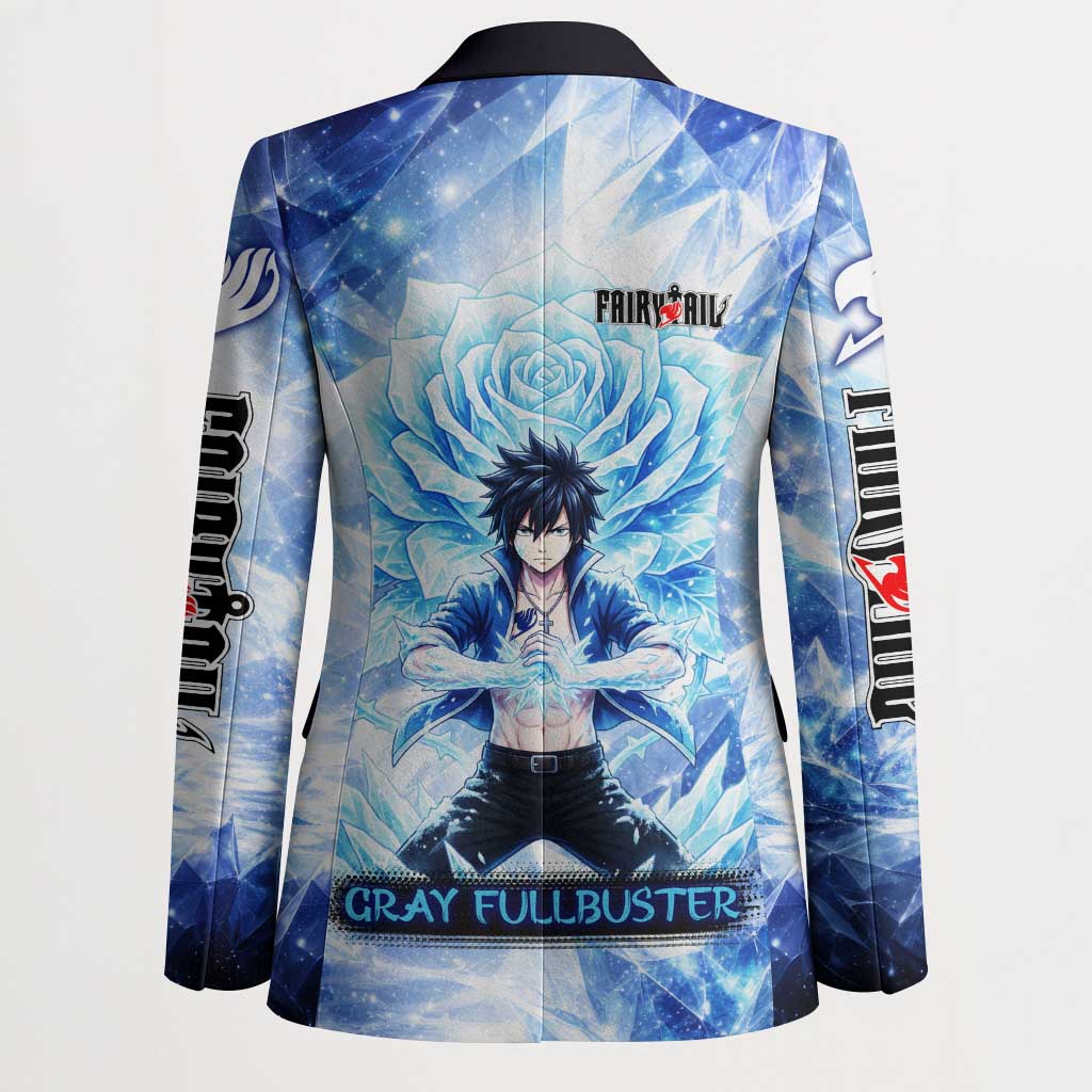 Gray Fullbuster Fairy Tail Blazer Ice Magic Anime Style with Crystal Freeze Motif