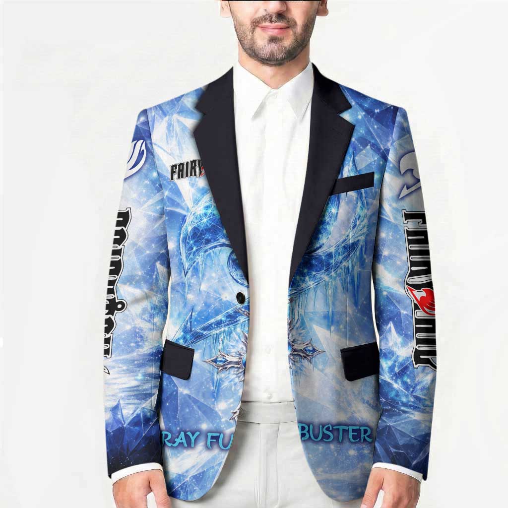 Gray Fullbuster Fairy Tail Blazer Ice Magic Anime Style with Crystal Freeze Motif