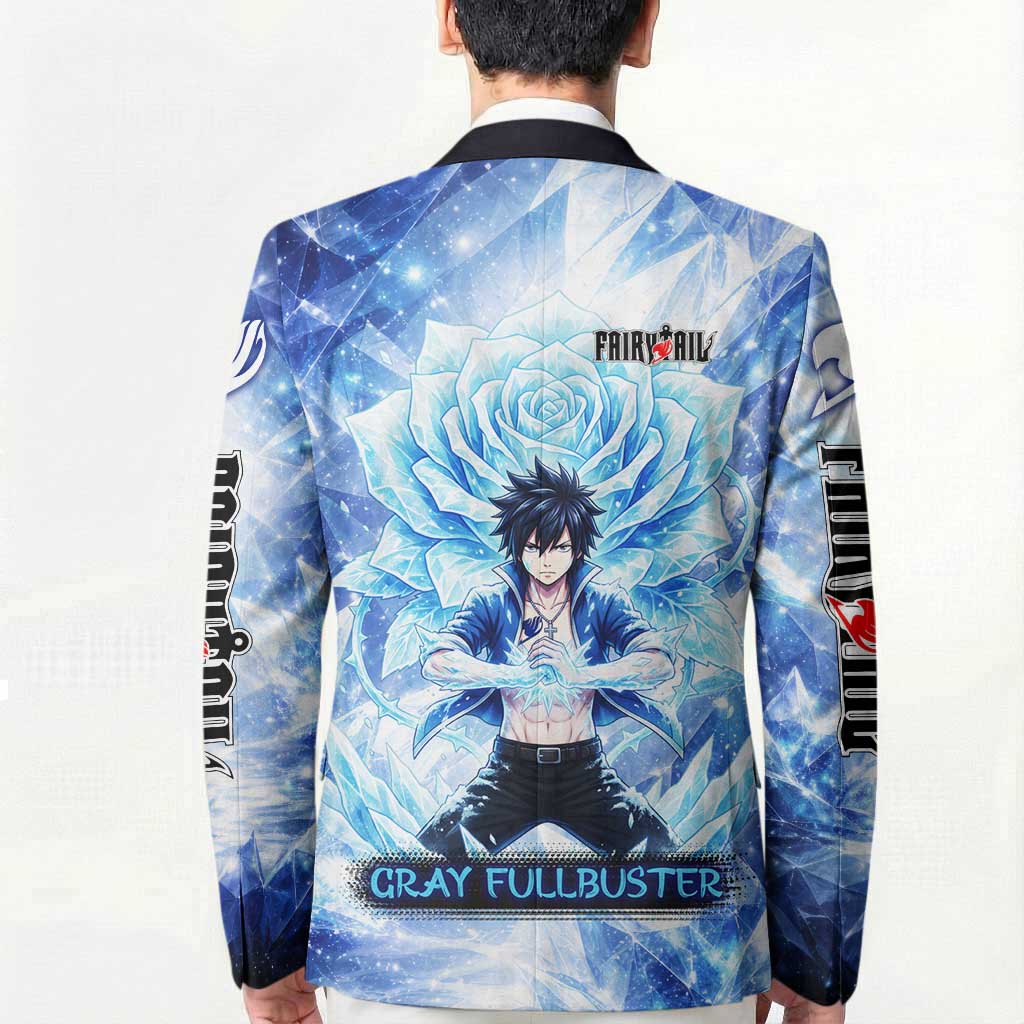 Gray Fullbuster Fairy Tail Blazer Ice Magic Anime Style with Crystal Freeze Motif