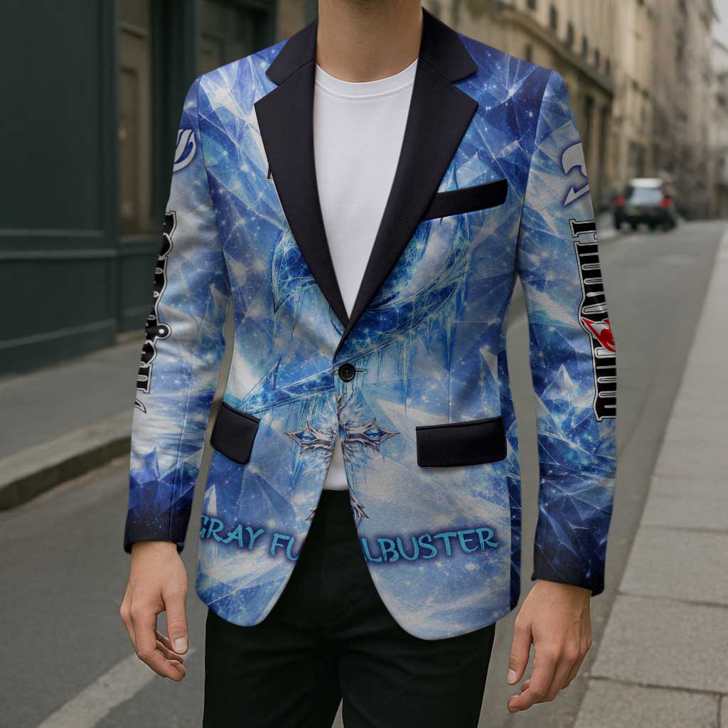 Gray Fullbuster Fairy Tail Blazer Ice Magic Anime Style with Crystal Freeze Motif