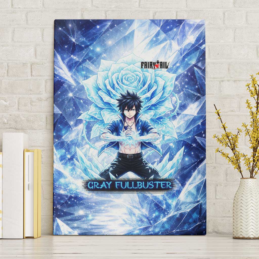 Gray Fullbuster Fairy Tail Canvas Wall Art Ice Magic Anime Style with Crystal Freeze Motif