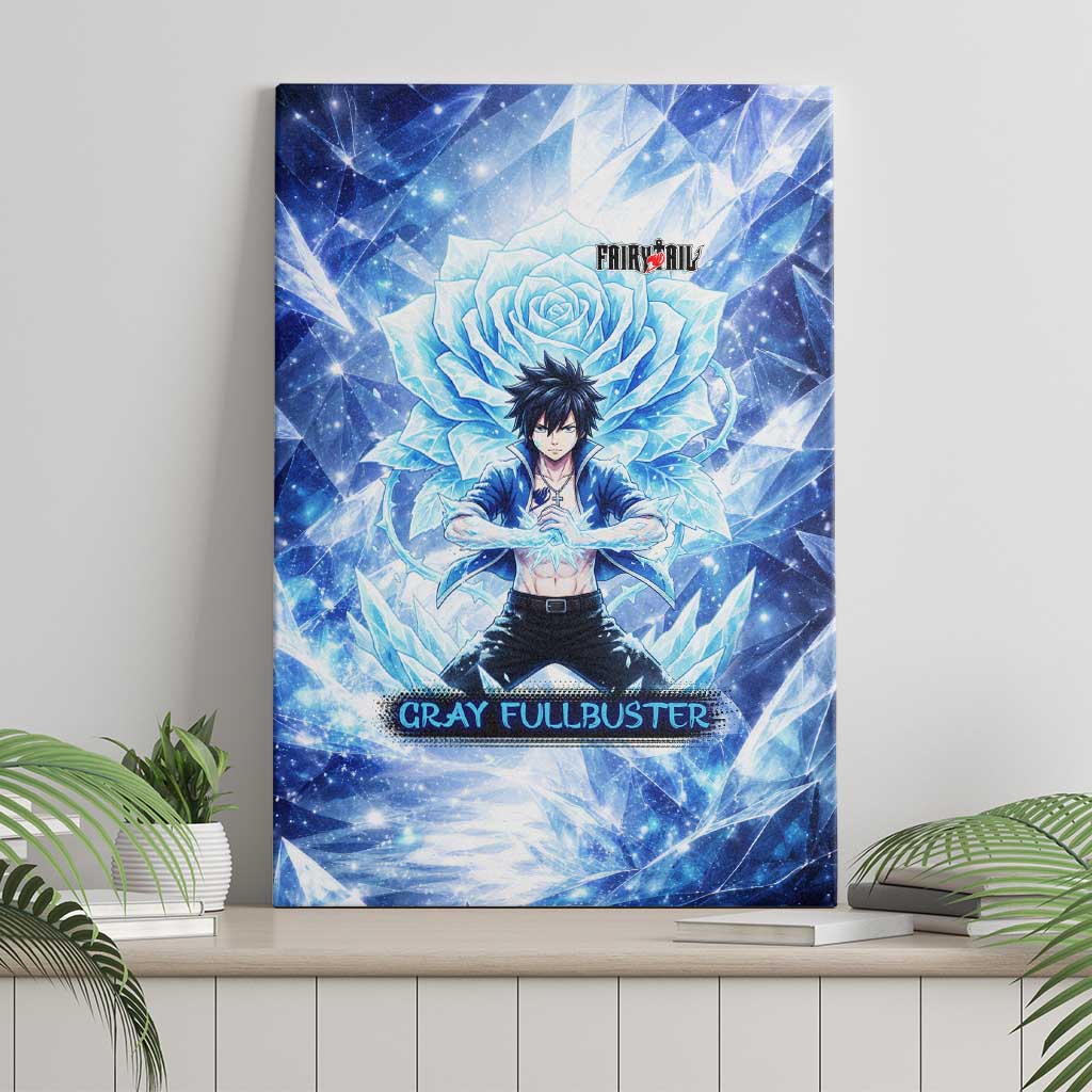 Gray Fullbuster Fairy Tail Canvas Wall Art Ice Magic Anime Style with Crystal Freeze Motif