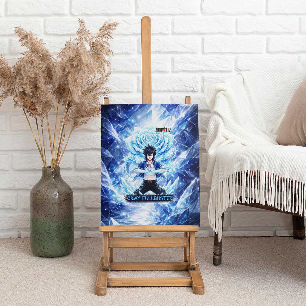 Gray Fullbuster Fairy Tail Canvas Wall Art Ice Magic Anime Style with Crystal Freeze Motif