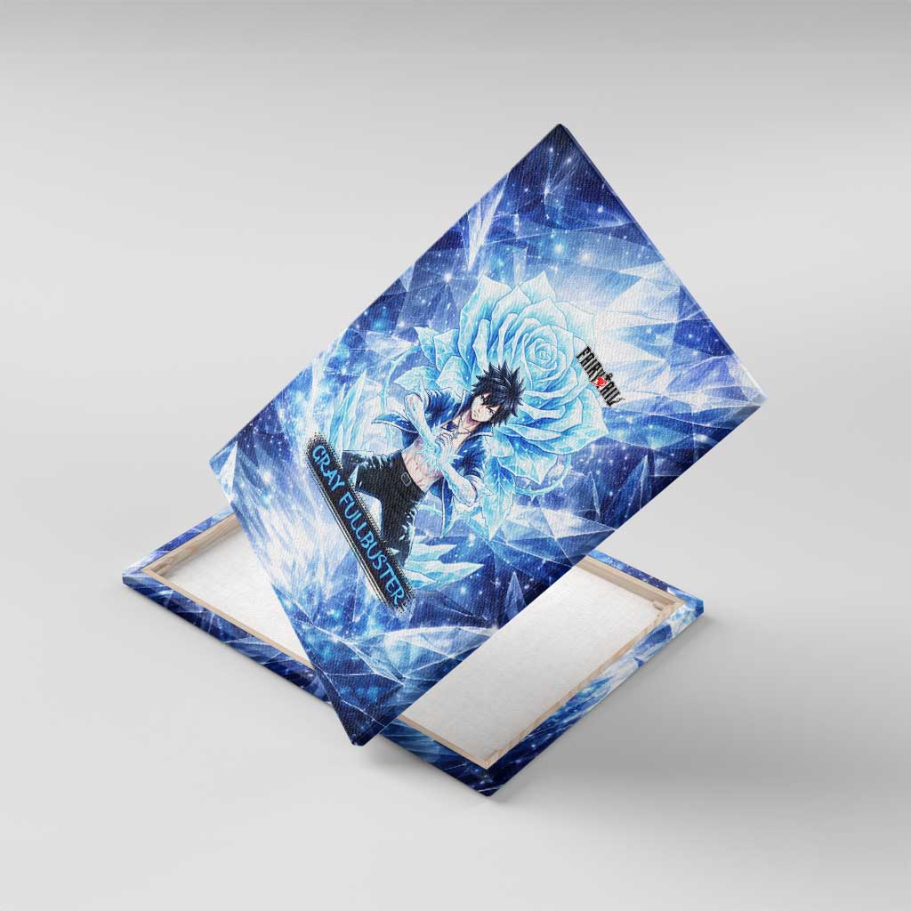 Gray Fullbuster Fairy Tail Canvas Wall Art Ice Magic Anime Style with Crystal Freeze Motif