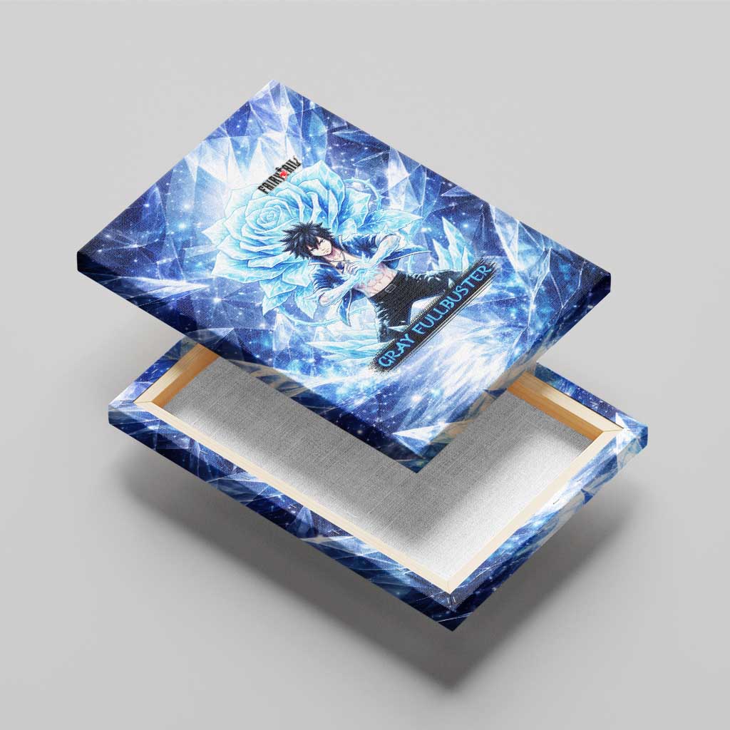 Gray Fullbuster Fairy Tail Canvas Wall Art Ice Magic Anime Style with Crystal Freeze Motif