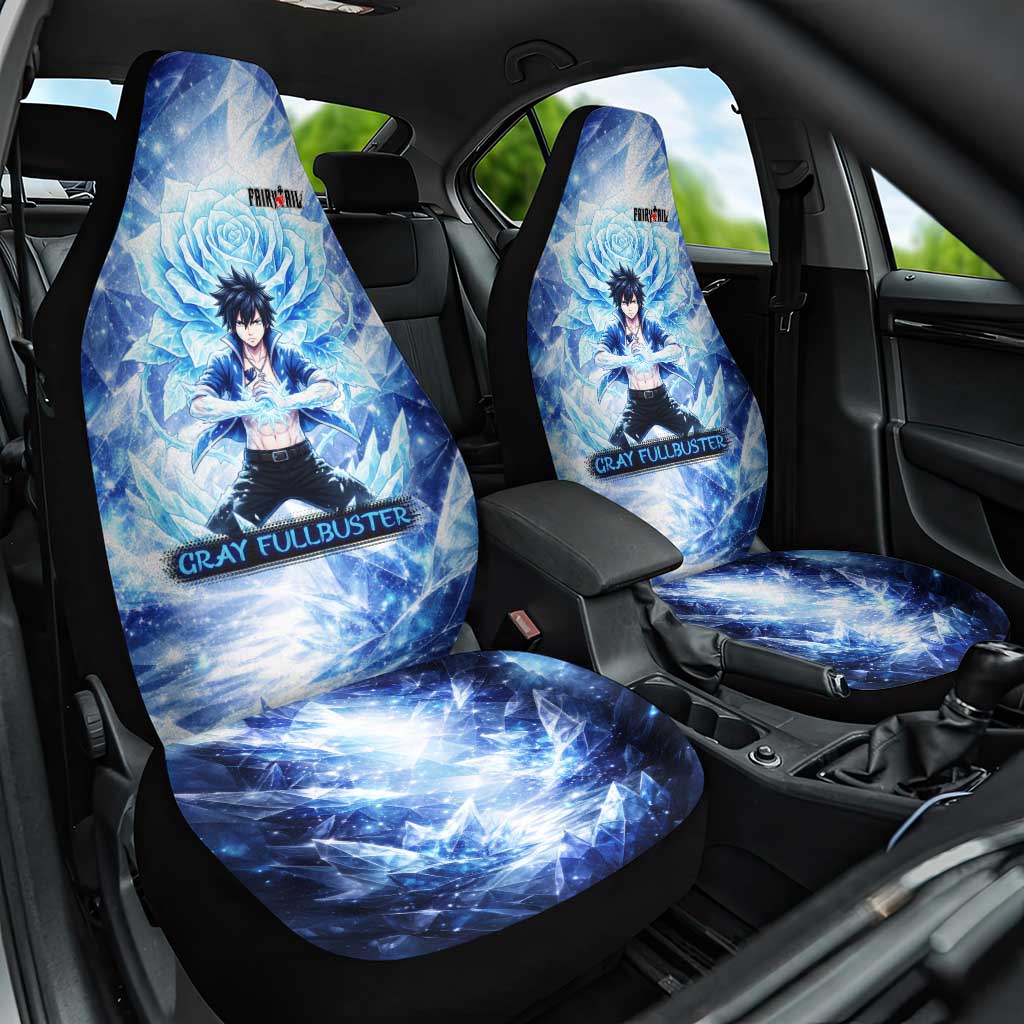Gray Fullbuster Fairy Tail Car Seat Cover Ice Magic Anime Style with Crystal Freeze Motif