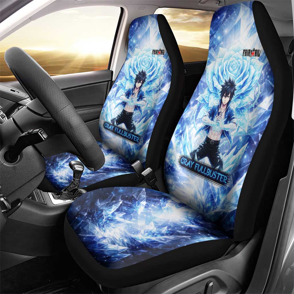 Gray Fullbuster Fairy Tail Car Seat Cover Ice Magic Anime Style with Crystal Freeze Motif