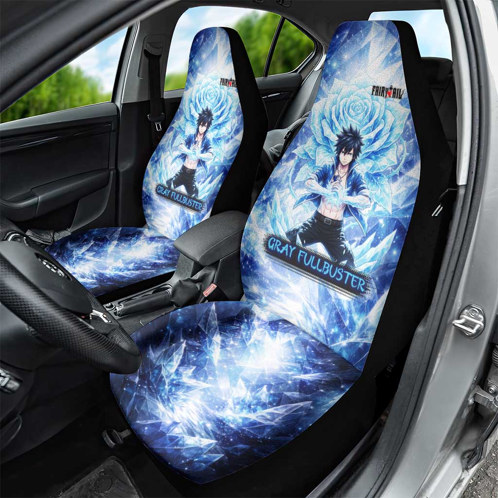 Gray Fullbuster Fairy Tail Car Seat Cover Ice Magic Anime Style with Crystal Freeze Motif