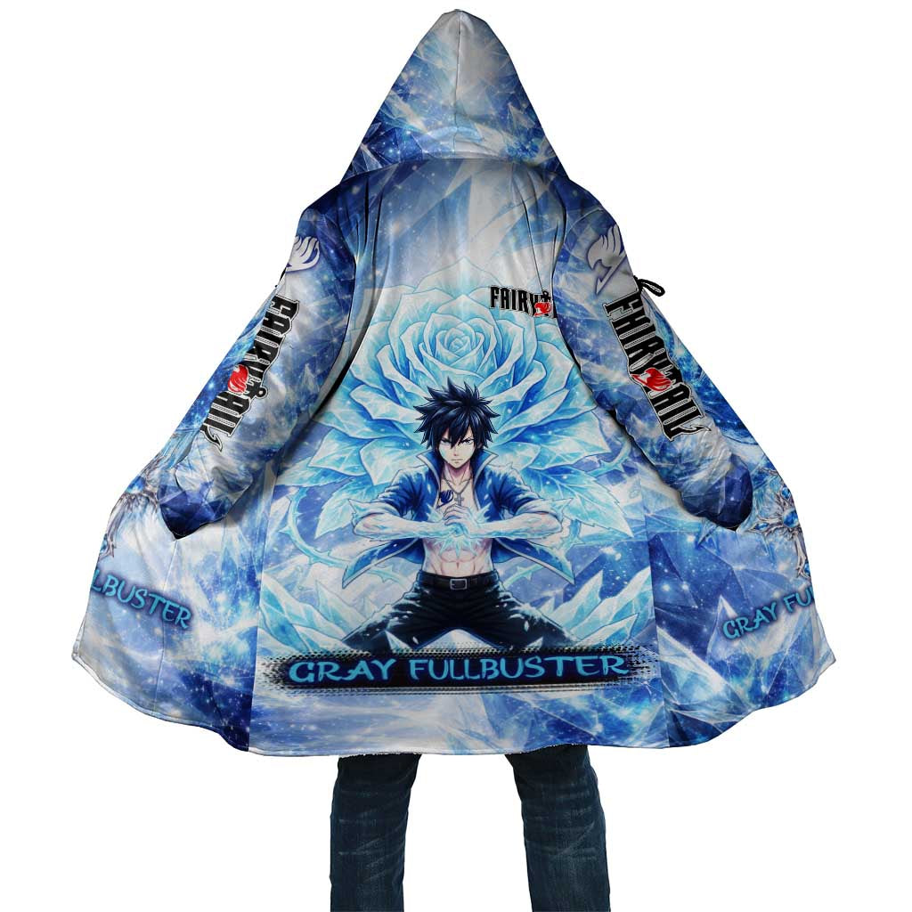 Gray Fullbuster Fairy Tail Cloak Ice Magic Anime Style with Crystal Freeze Motif
