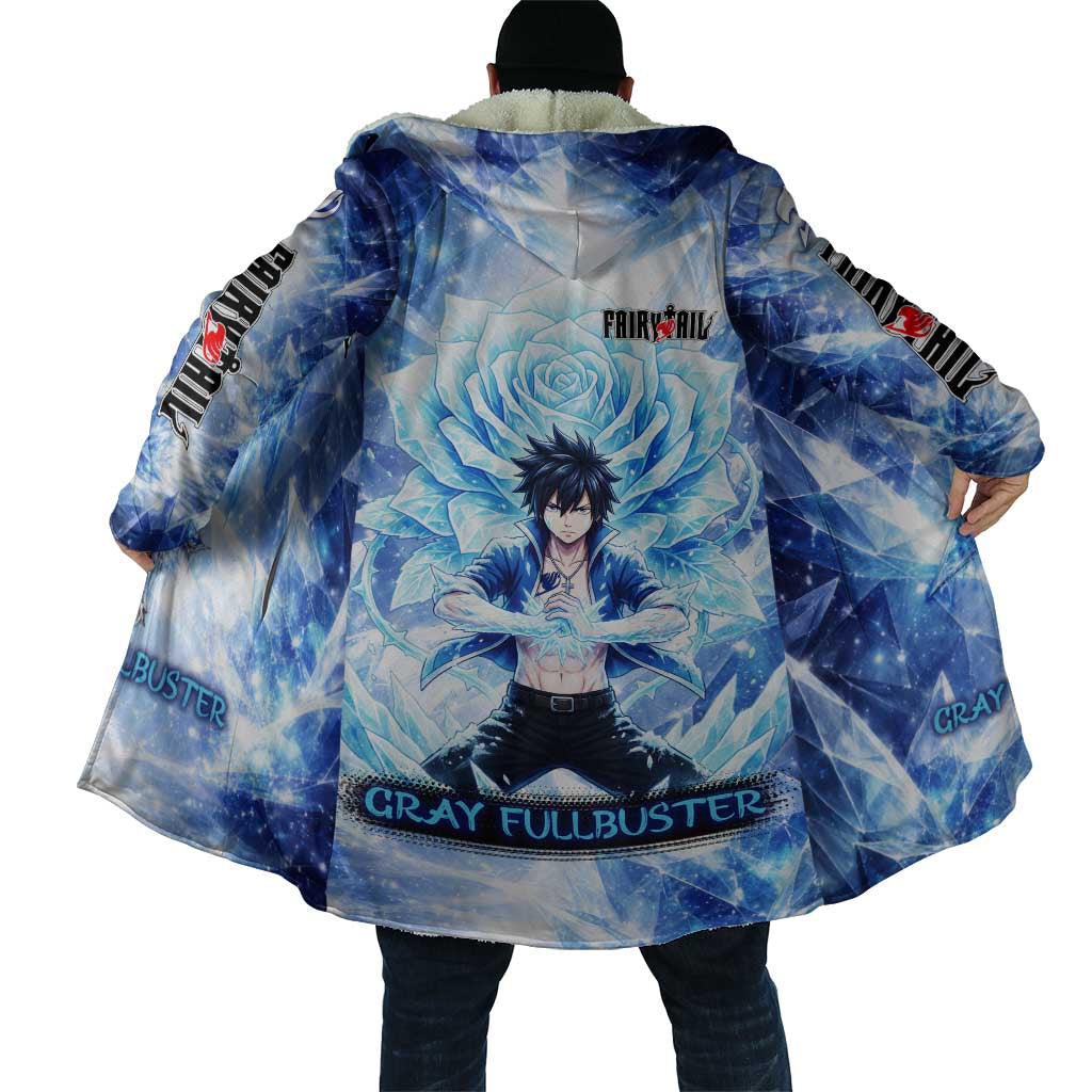 Gray Fullbuster Fairy Tail Cloak Ice Magic Anime Style with Crystal Freeze Motif