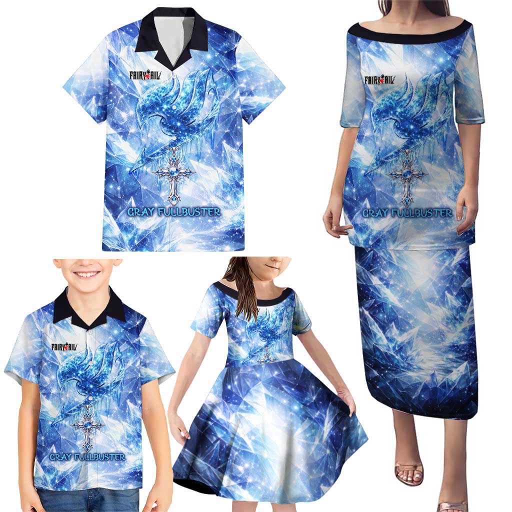 Gray Fullbuster Fairy Tail Family Matching Puletasi and Hawaiian Shirt Ice Magic Anime Style with Crystal Freeze Motif